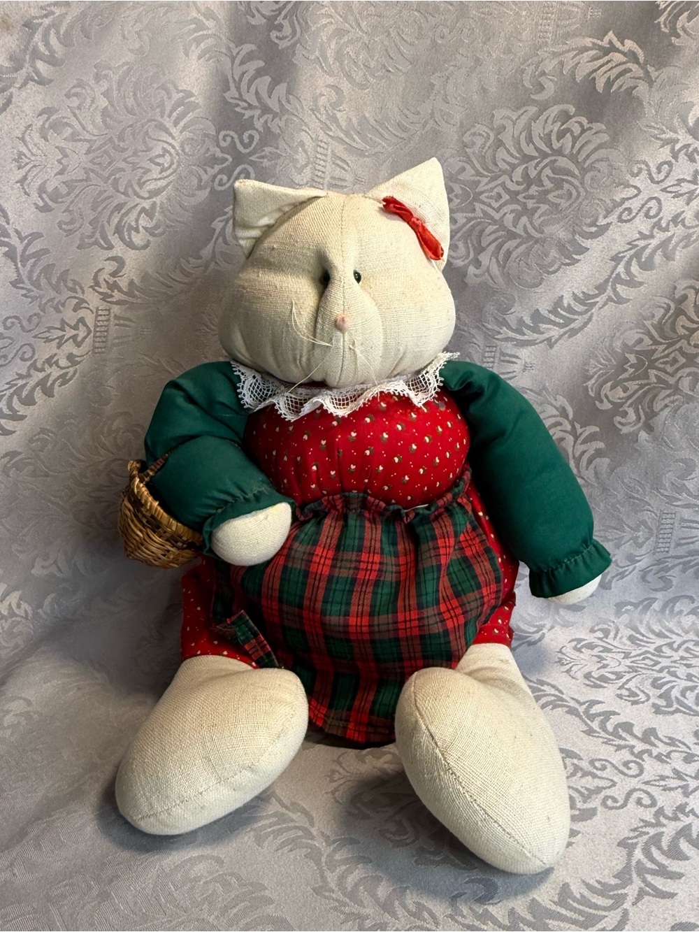Vintage Praire Cat Rag Doll CottageCore Christmas Folk Holiday 15"